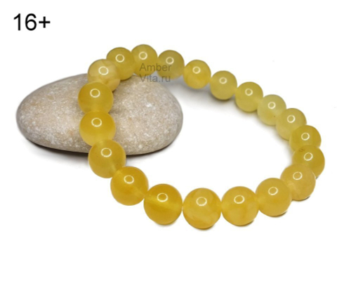 Браслет из янтарных жёлтых шаров