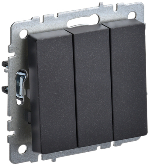 BRITE Выключатель 3-клавишный 10А ВС10-3-0-БрЧ черный IEK