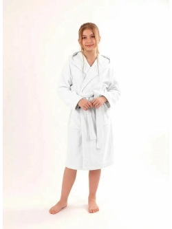 Халат детский махровый "Элит" с капюшоном, цвет: 024-Белый