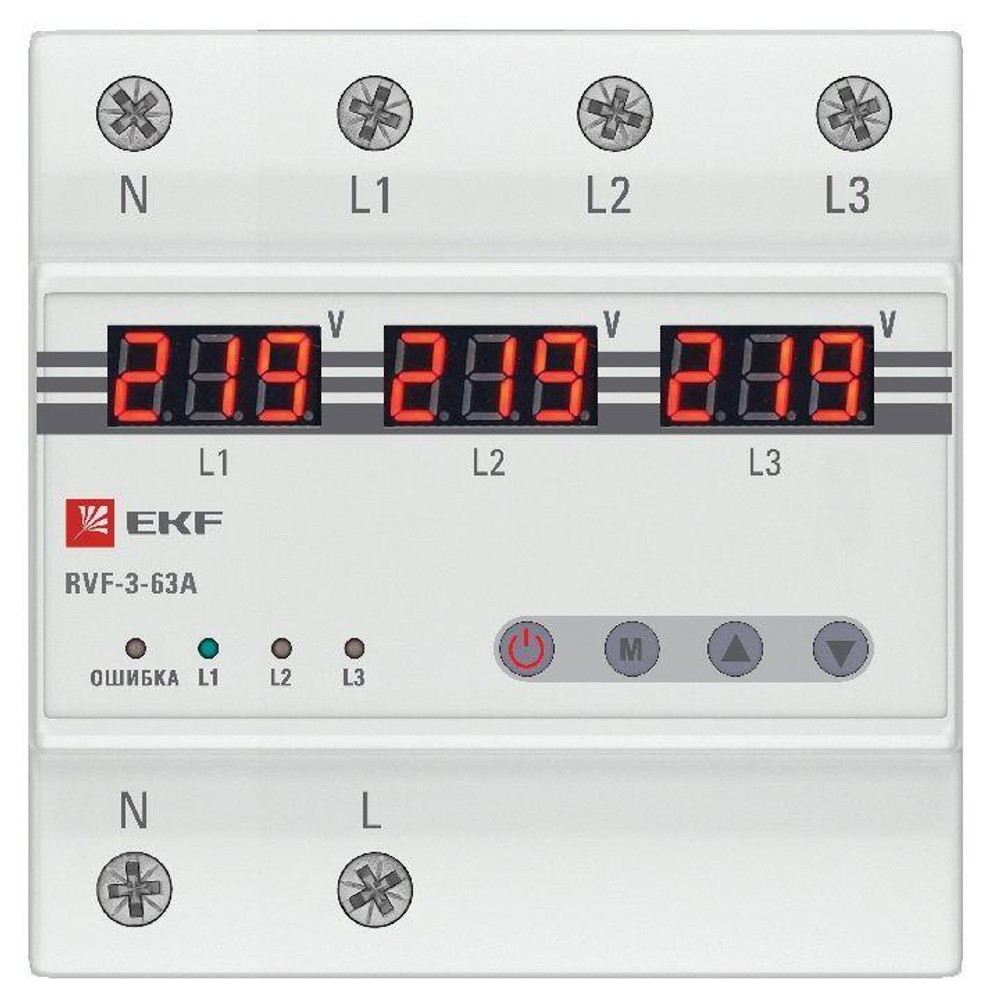 Реле выбора фаз с дисплеем RVF-3-63А PROxima EKF RVF-3-63a