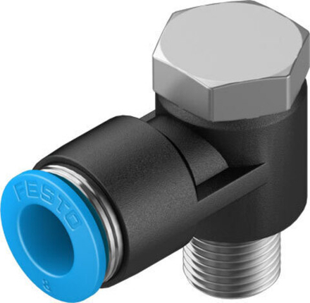 QSLV-1/8-8-50 Угловой штуцер с цанговым зажимом и резьбой