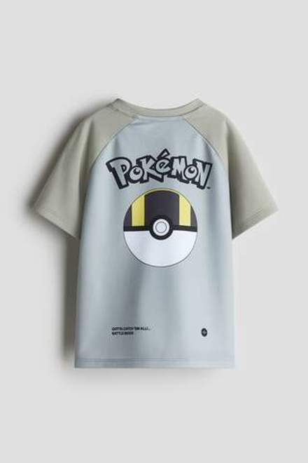 H&M Комплект из футболки и шорт с принтом, серый