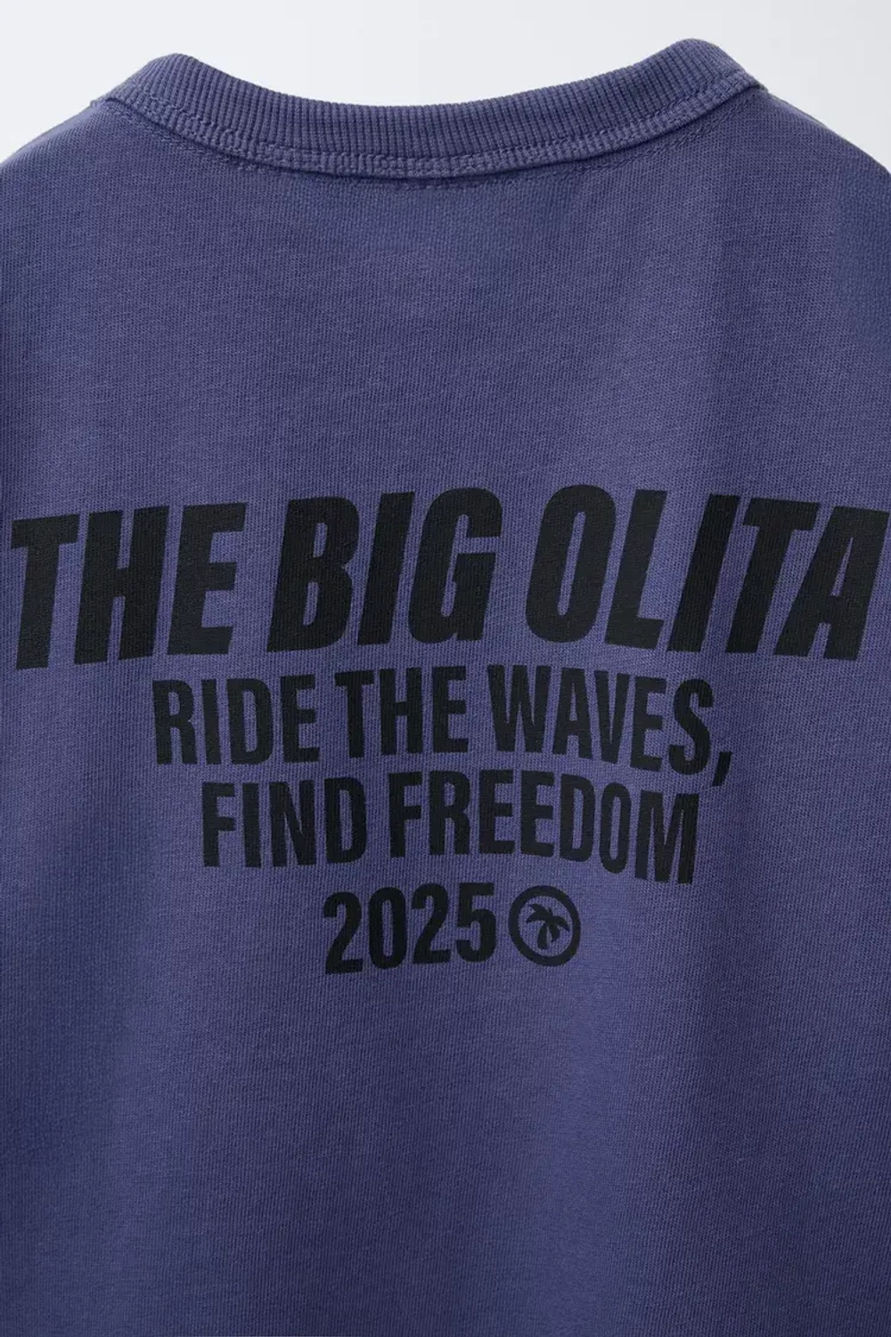 ZARA ФУТБОЛКА С ПРИНТОМ «ЛОГОТИП», ГЛУБОКИЙ СИНИЙ