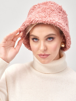Панама на зиму из шерсти, розовая, SilverFox
