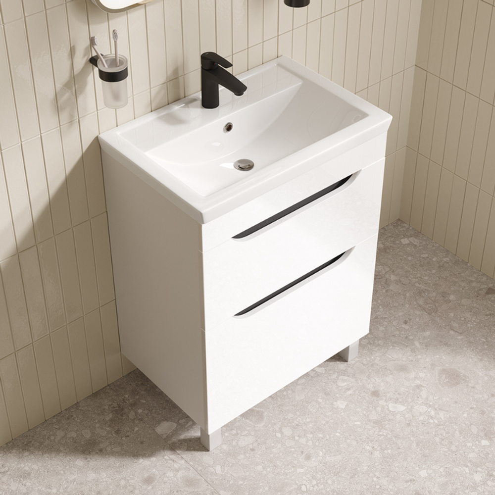 Тумба с умывальником IDDIS Ray, напольная, 60 см, белый, RAY60WFi95K