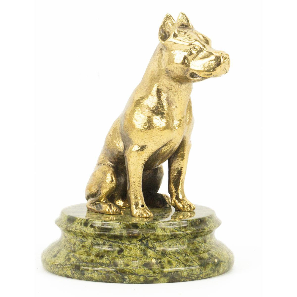 Статуэтка собака "Стафорд" бронза змеевик G 118610
