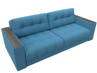 Диван прямой с декором Лига-049 НПБ, Амур 10 РОГОЖКА голубой