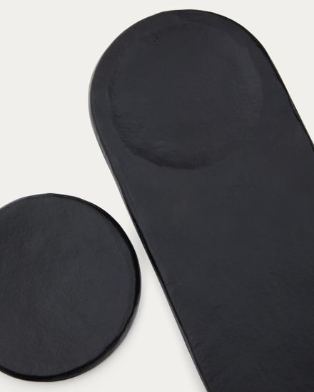 Набор из 2 черных алюминиевых подносов Mabic