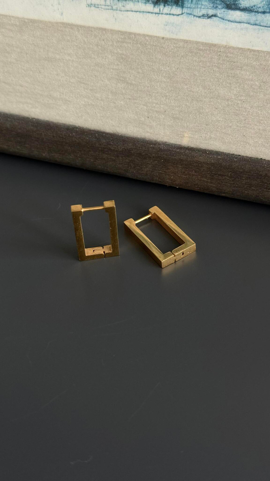 HMG 1315 S Серьги steel basic mix золотые прямоугольники арт.0589