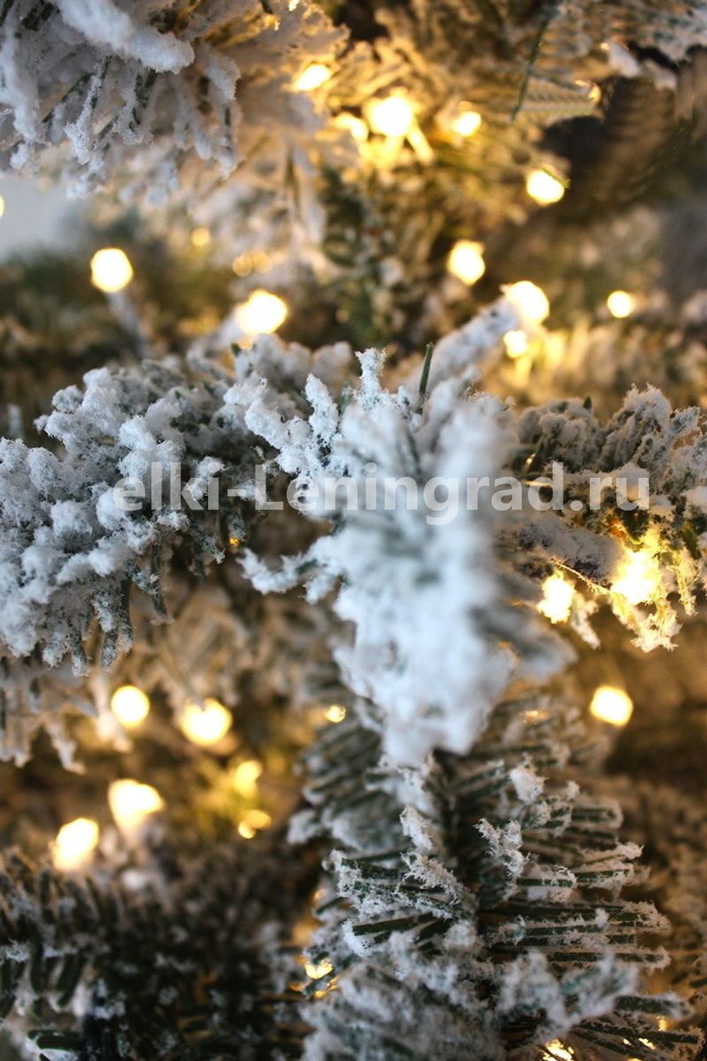 Заснеженная ель с гирляндой «Барокко» теплый свет (Литая+пвх) 120 см / 1,2 м
