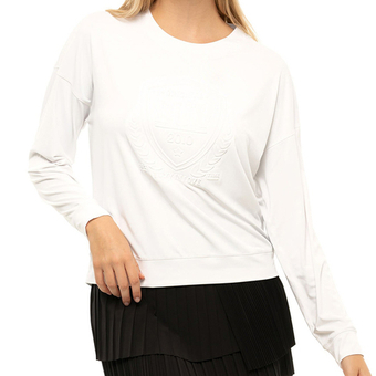Женская теннисная футболка с длинным рукавом Lucky in Love Post a Plaid The Original Light Weight L/S - white