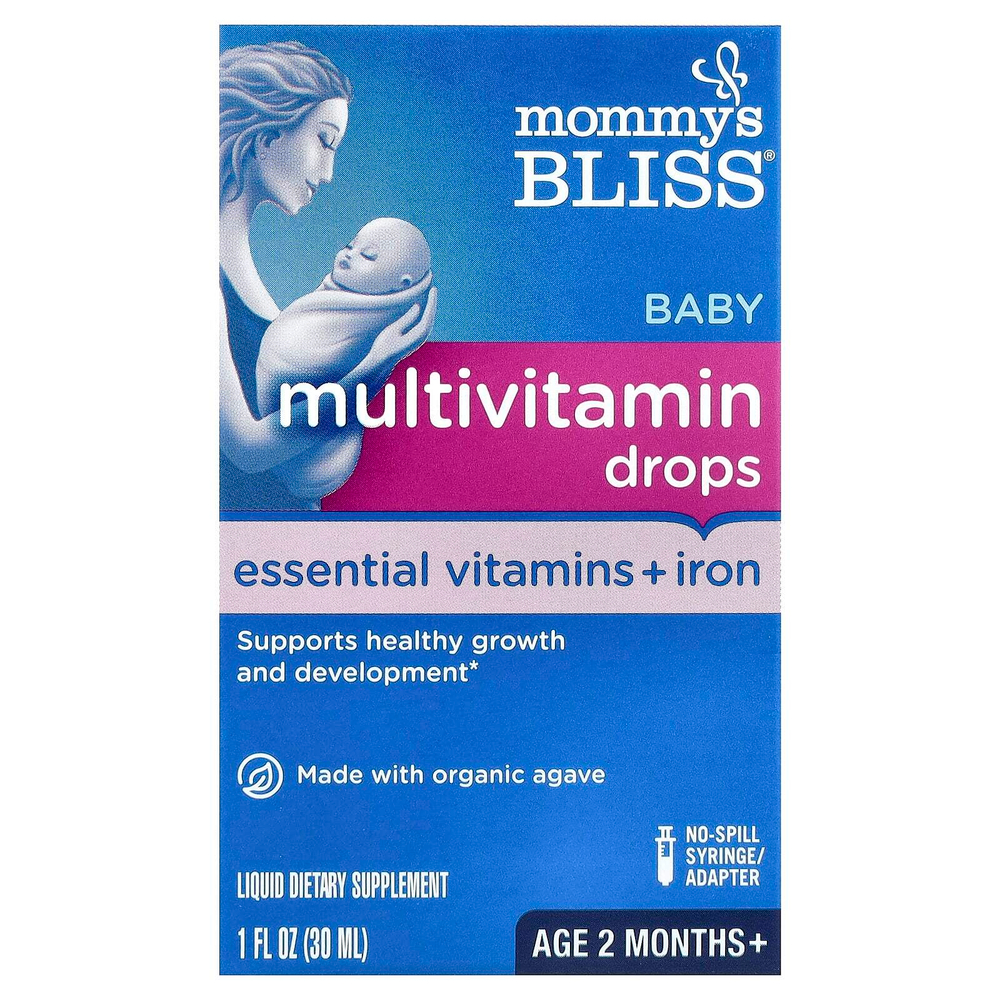 Mommy's Bliss, детские поливитамины + железо, от 2 месяцев, виноград, 30 мл (1 жидк. унция)