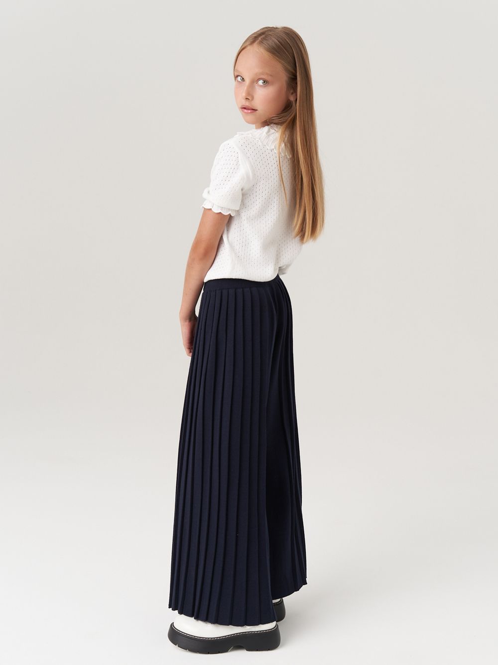 Школьные широкие брюки для девочки AT726-2 синий