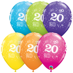 Шар латексный 28см Цифра 20 ассорти тропическое (Ассорти)