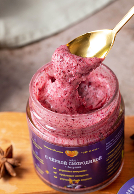 Мед с черной смородиной и бетулином 280гр