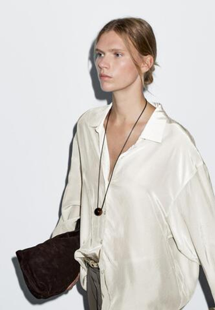 Massimo Dutti Рубашка из струящейся высокотехнологичной ткани, бежевый