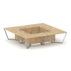 Steel Meet Стол переговорный квадратный KDK-PR.B.SP-16K Тиквуд Светлый/Металл Серый 3200*3200*750