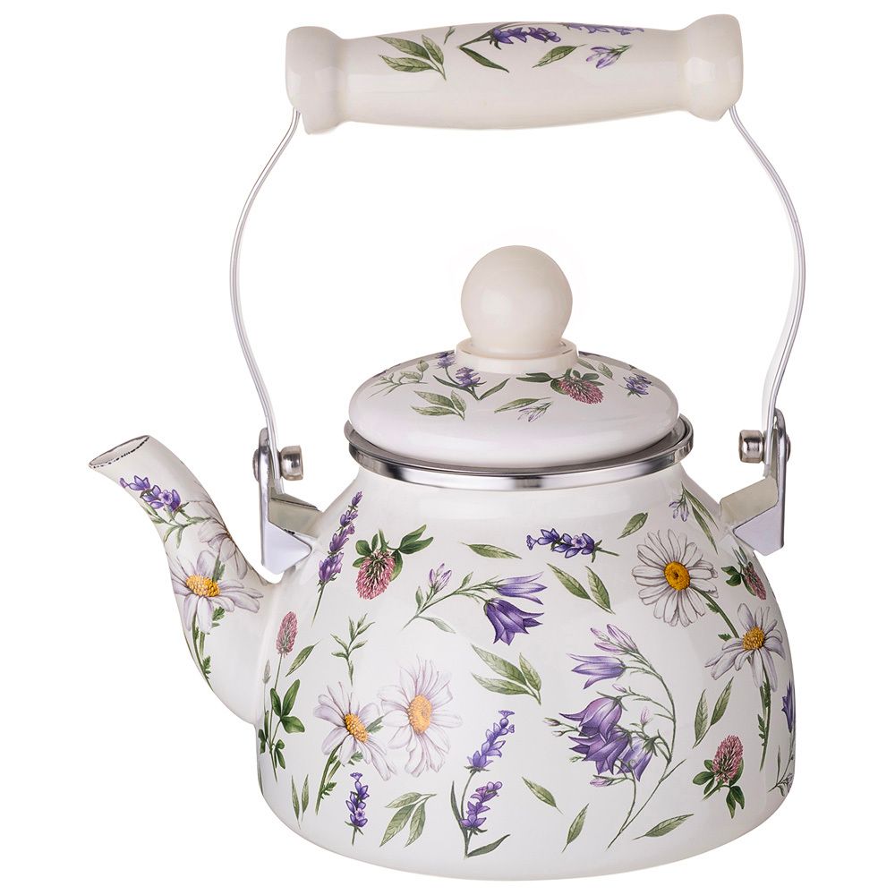 ЧАЙНИК AGNESS ЭМАЛИРОВАННЫЙ СО СЪЕМНЫМ ФИЛЬТРОМ ИЗ НЖС СЕРИЯ "FLOWER STORY", 1,1 Л
