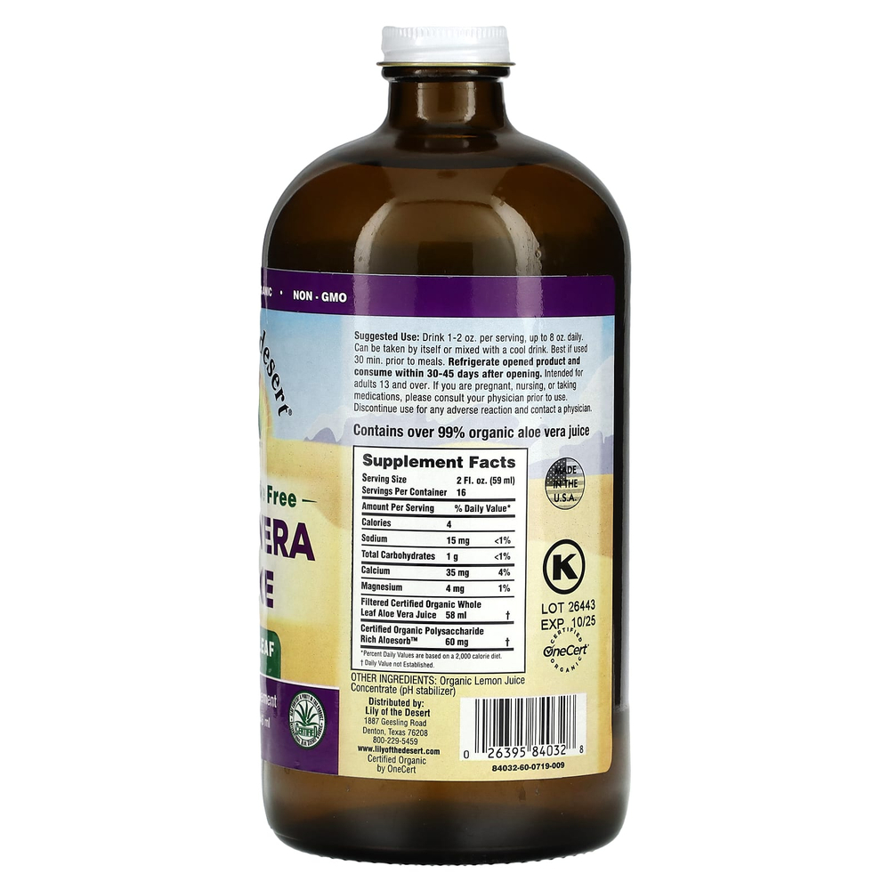 Lily of the Desert, Сок алоэ вера, после фильтрации из цельных листьев, без консервантов, 946 мл (32 жидк. унц.)