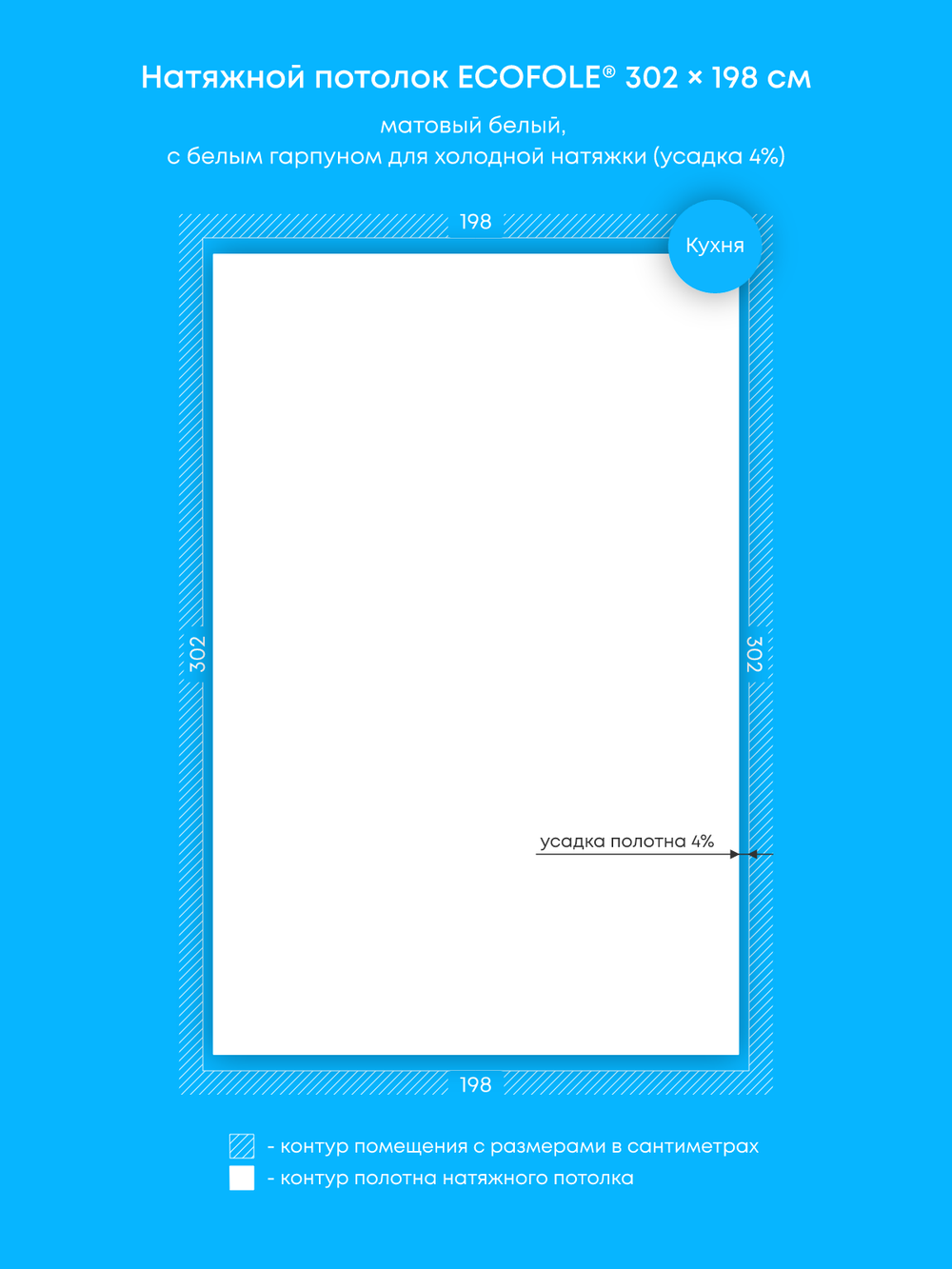Матовый натяжной потолок 6 м2