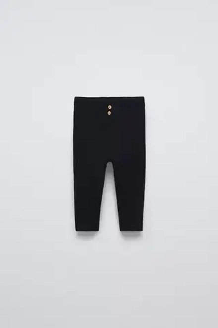 ZARA ЛЕГИНСЫ В РУБЧИК С ПУГОВИЦАМИ, ЧЕРНЫЙ