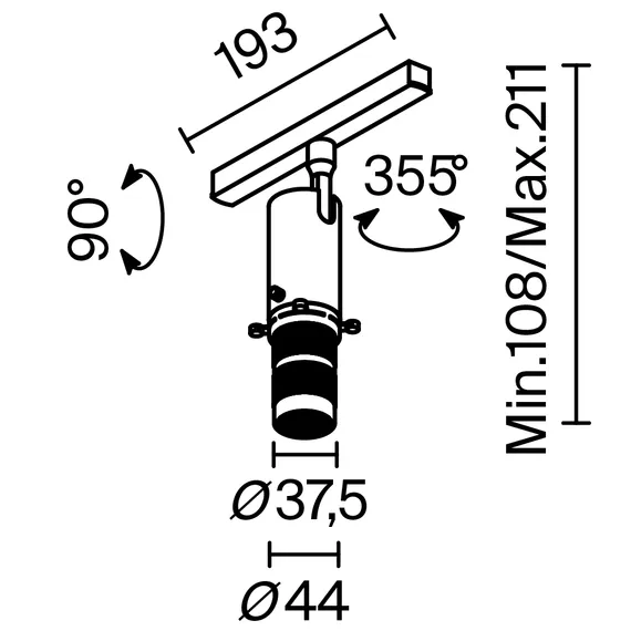 Трековый светильник Гала / Gala Exility 3000K 10Вт 20°-35° Technical tr108-2-10w3k-b