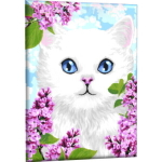 Картина рисование по номерам 40*50 см «Белый котёнок» GLA37