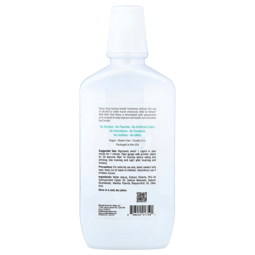 Mild By Nature, Ополаскиватель для полости рта Fresh Breath, без спирта, мягкая мята, 473 мл (16 жидк. Унций)