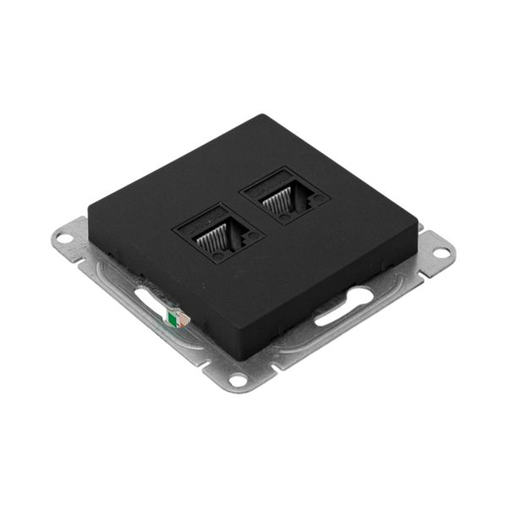 Механизм розетки RJ45 - 2шт, (cat5), чёрный Эпика EKF