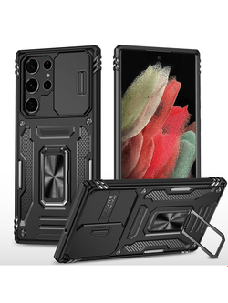 Чехол Safe Case с кольцом и защитой камеры для Samsung Galaxy S22 Ultra