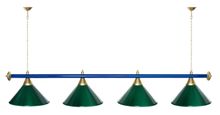 Лампа STARTBILLIARDS 4 пл. (плафоны красные,штанга золотая,фурнитура золото)