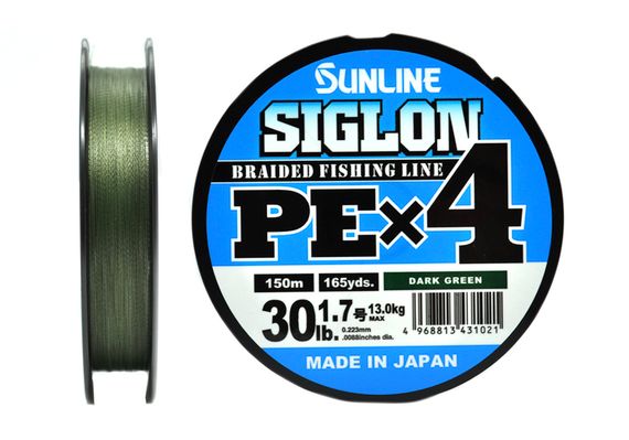 Плетёный шнур Sunline SIGLON PEx4 #1.7/30lb 150m Dark Green