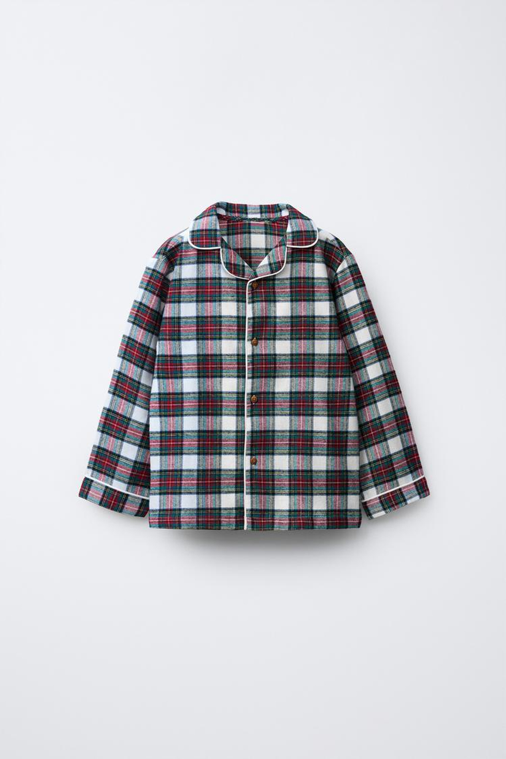 ZARA ФЛАНЕЛЕВАЯ ПИЖАМА В КЛЕТКУ, ЭКРЮ