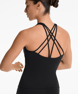 Oysho Майка Comfortlux длинная с несколькими бретелями и чашечками, черный