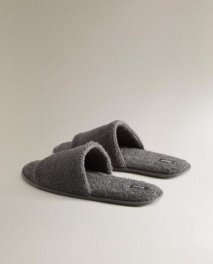 ZARA HOME ДОМАШНИЕ ТАПОЧКИ С ОТКРЫТЫМ НОСКОМ, ТЕМНО-СЕРЫЙ