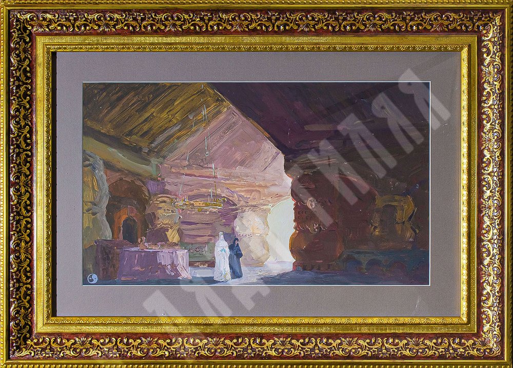 Кетов А. Д. Царевна и служанка. Бумага, гуашь. СССР. 29х48 см. Эскиз.