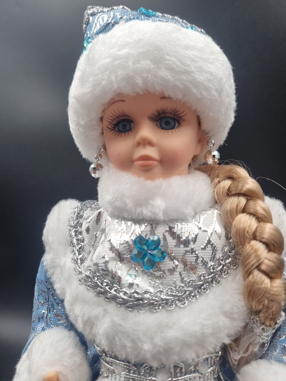 Снегурочка 30см музыкальная в голубой шубе ST44B