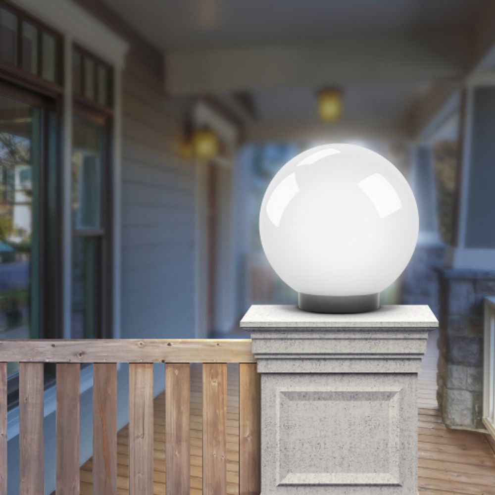 Садово-парковый светильник ЭРА НТУ 01-100-301 шар опаловый на опору / кронштейн IP44 Е27 max100Вт d300mm