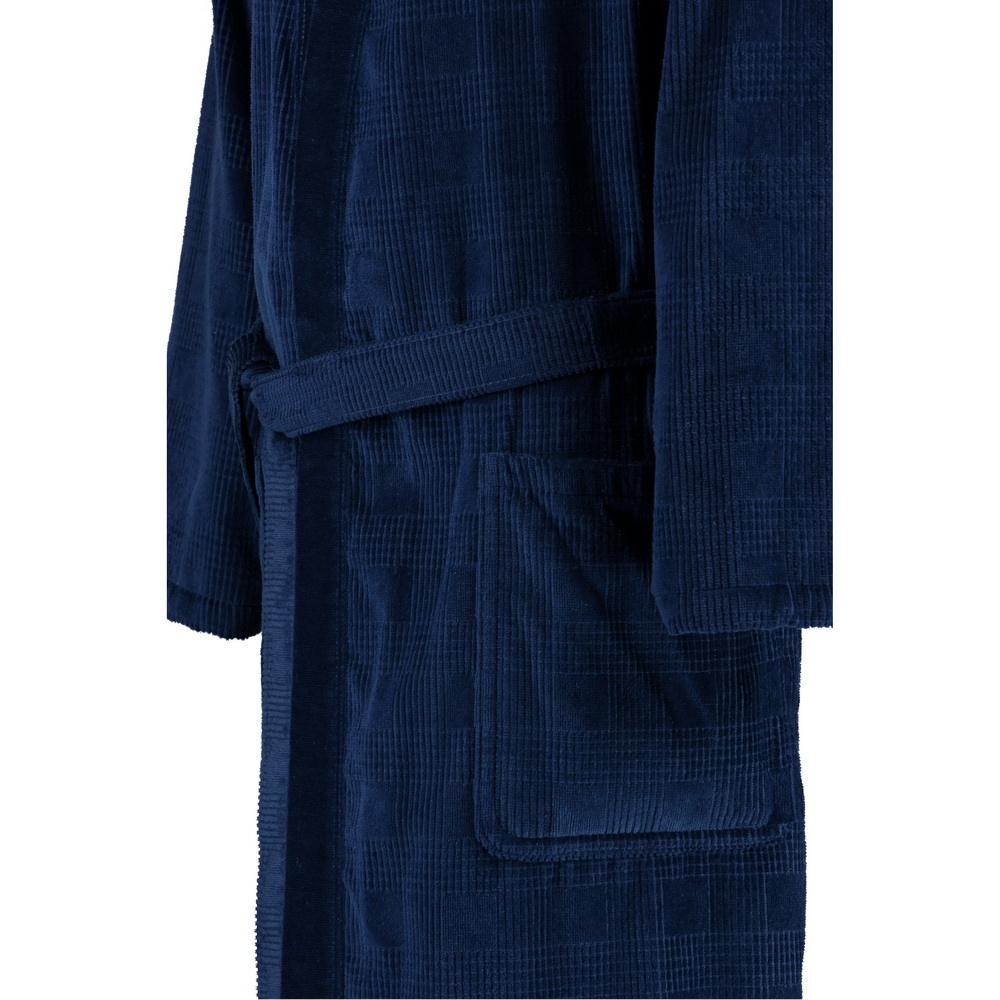 Элитный халат велюровый мужской 3807 синий от Cawo Германия