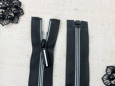 Молния потайная спираль, Т7, 77 см, чёрный с белым