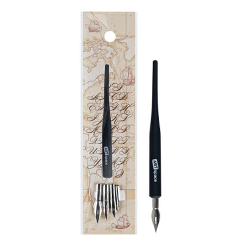 Держатель в комплекте с остроконечными каллиграфическими перьями ArtSpace, 4шт., пакет