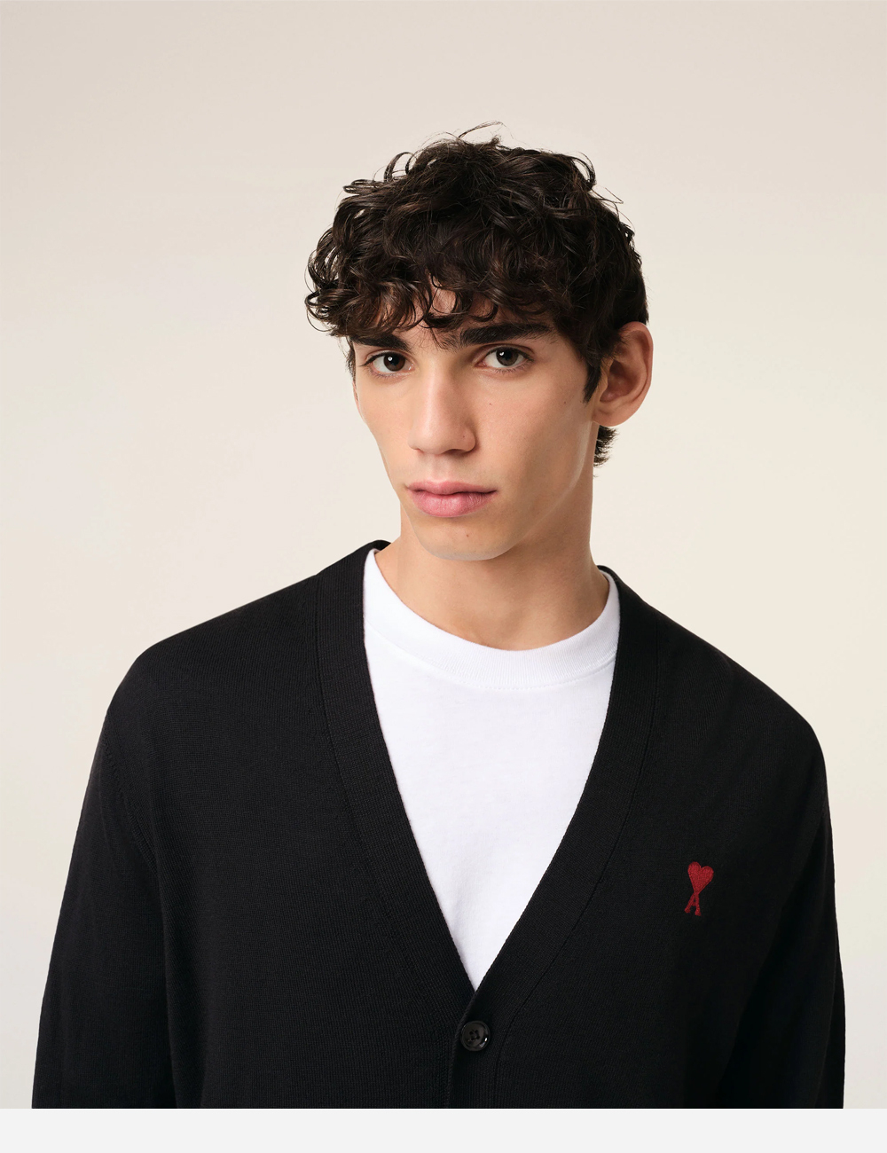 AMI PARIS Wool Cardigan Permanent "Black" (BFHKC111.KN0025.001)