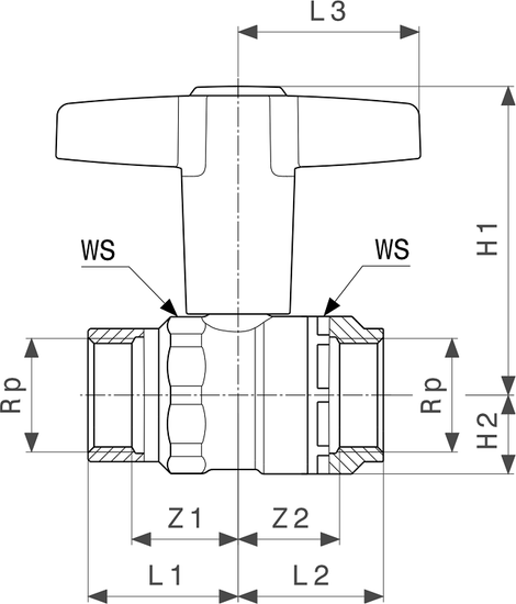 Кран шаровой ВВ Viega Easytop 15х1/2" высокая Т-ручка (серия 2275.2)