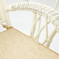 Комплект обеденный "ANDREA GRAND" (стол со стеклом+6 кресел+ подушки) TCH White (белый), Ткань рубчик, цвет кремовый