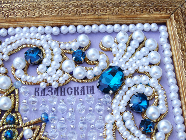 ЖС-5-ЗЛ Набор для вышивания хрустальными камнями Богородица Казанская (лазурный)