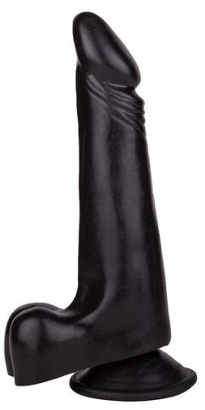 Чёрный фаллоимитатор с вытянутой головкой - 17,8 см.