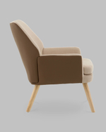 Кресло Харви бежевый с коричневой экокожей деревянные ножки