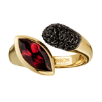 Кольцо с Родолитом и Сапфирами, R0259-1/9