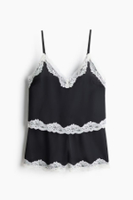Пижама из атласа с кружевной тесьмой - H&M