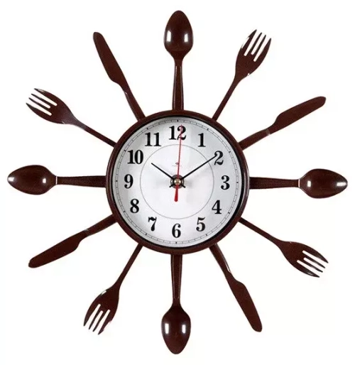 Часы 21 Bek настенные  3313-334  вилки-ложки d=33см, корпус коричневый "Узор" "Рубин"